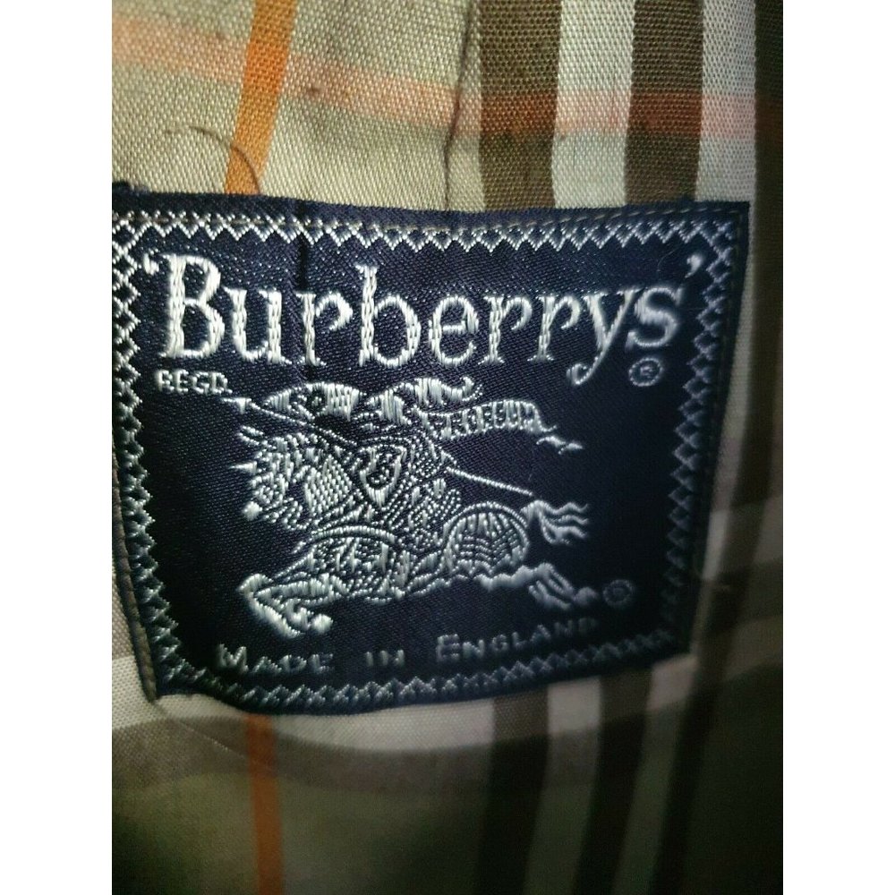 Authentic Vintage Burberrys green khaki long coat Size M cotton blend Burberry - Picture 7 of 8